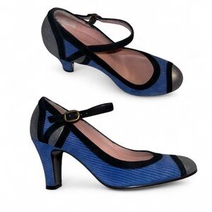 Classic Blue Mary Jane Heels with Black Trim MARC by Marc Jacobs